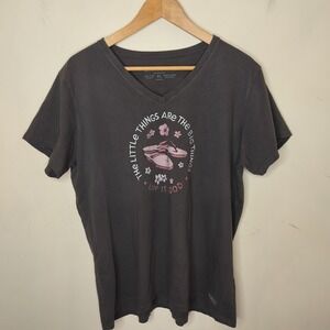 Life is Good Crusher Tee Shirt Little Things Big Things Flower Nature